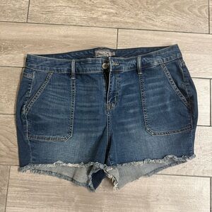 Torrid Denim Blue Jean Shorts, Frayed Edges, Sz 18